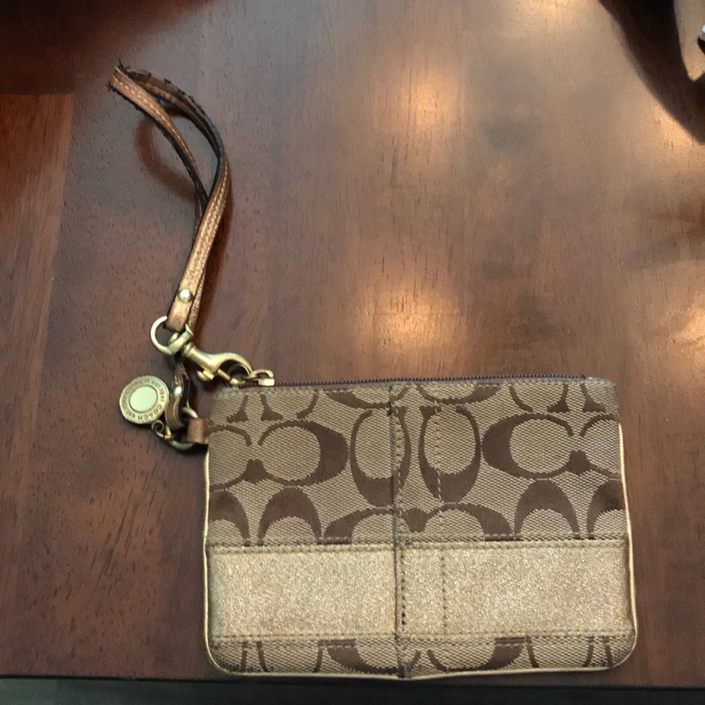 Coach gold wristlet